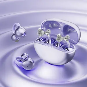 comfortable earplug CHENRUIDA GL8 Clip On Wireless Headphones 2025 Bluetooth 6.0 DT6.0 Tech 360° Sound IPX7 Waterproof TWS Earbuds for Music Calls Sports Purple TWS Electronic