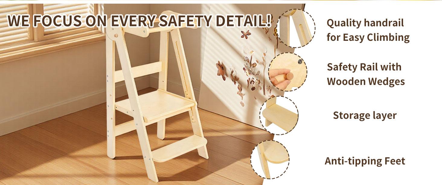 Foldable Toddler Tower Preassembled Kitchen Stool, Folding Tower for Learning with 3 Adjustable Heights Montessori Toddler Standing Tower Collapsible Step Stool for Kids 1.5-6y Natural Foldable Toddler Tower Preassembled Kitchen Stool, Folding Tower for Learning with 3 Adjustable Heights Montessori Toddler Standing Tower Collapsible Step Stool for Kids 1.5-6y Natural