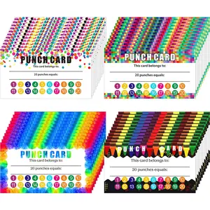 320 Pack Incentive Loyalty Reward Punch Card Student Awards Loyalty Cards for Business, Classroom, Behavior, Students, Teachers, 3.5 x 2 Inch, 4 Styles