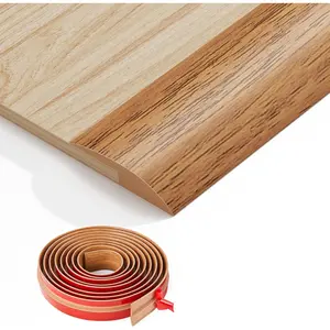 Self Adhesive Floor Transition Strip, Carpet & Flooring Transitions Edging Trim Vinyl Threshold Strip, Suitable for Threshold Height Within 5mm, 118inch Light Brown Wood Grain