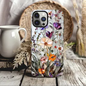Vintage Flower Pattern Phone Case, Decorative Phone Protector Cover, Phone Accessories Compatible with iPhone 11 12 13 14 15 Pro Max, Casing