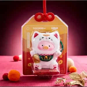 1316. LULU THE PIGGY Lucky Meow On My Hand Plush Hanging Card