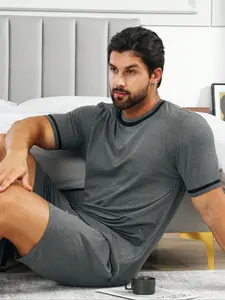 Wardrobe Men's Short Sleeve Pajama Set Loungewear, Comfortable Nightwear Sleepwear Pjs for Home, Sizes S-2xl