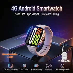 M99 Android Smartwatch 4G Nano SIM, 4GB RAM 64GB ROM, 2.16'' AMOLED Display, GPS NFC, Rotating Camera