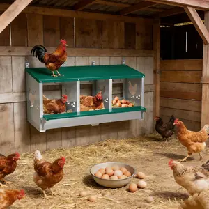 Garvee Chicken Nesting Box, 3/6/8/10 Compartments Nesting Box  Wall Mounting for Easy Egg Collection, Heavy Duty Galvanized Steel Rustproof Laying Box with Vented & Easy Clean