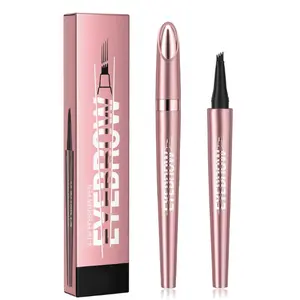 Eyebrow Pencil Dark Brown for Women, 4 Fork Tip Microblading Eyebrow Pen, 3D Waterproof Tattoo Pencil Natural Eye Brow Pencil, Fine Stroke for Brows, natural brows eyebrow pen, Eyebrow Pencils