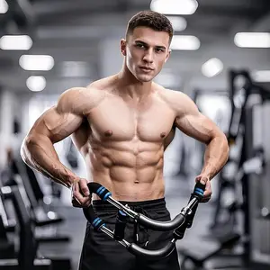 Adjustable Arm & Chest Muscle Trainer for Beginners and Enthusiasts - Detachable Stainless Steel Fitness Tool with Blue Grips Adjustable Resistance Comfortable Grips Gym Accessories