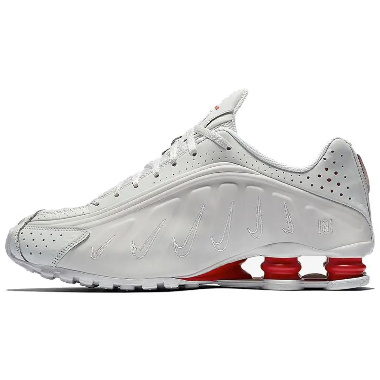 Men's Nike Shox R4 Neymar White Sneaker - Low-Top Lace-Up Closed Sports Walking Shoes, Round Toe, Footwear, US 9.5/EUR 43, Style BV1387-002