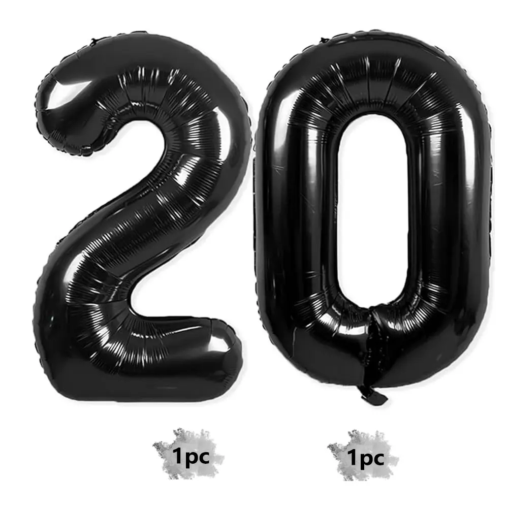 2pc 40 Inch Number Aluminum Foil Balloons, 20th Birthday Balloons for Boys and Girls, Home Decoration, Party Balloons, 20th Anniversary Decor, Party Balloons Decorations