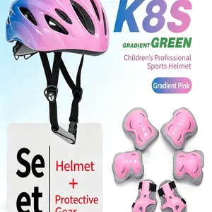 Roller Skating Gear Set, Balance Bike Skateboard Protection, Ice Skating Knee Elbow Guards, Bicycle Helmet, 7-Piece Kit