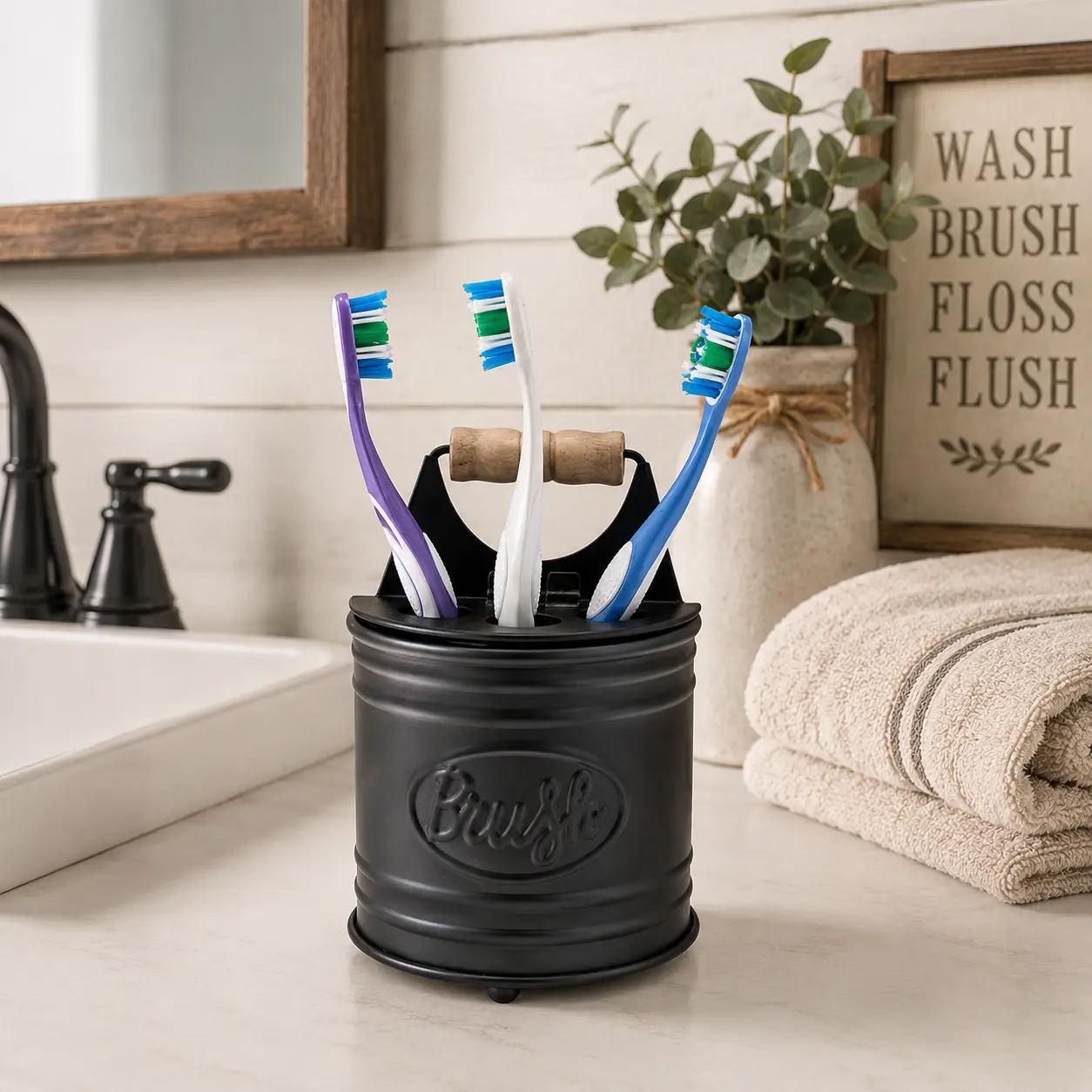 Autumn Alley Farmhouse Toothbrush Holder & Countertop Organizer