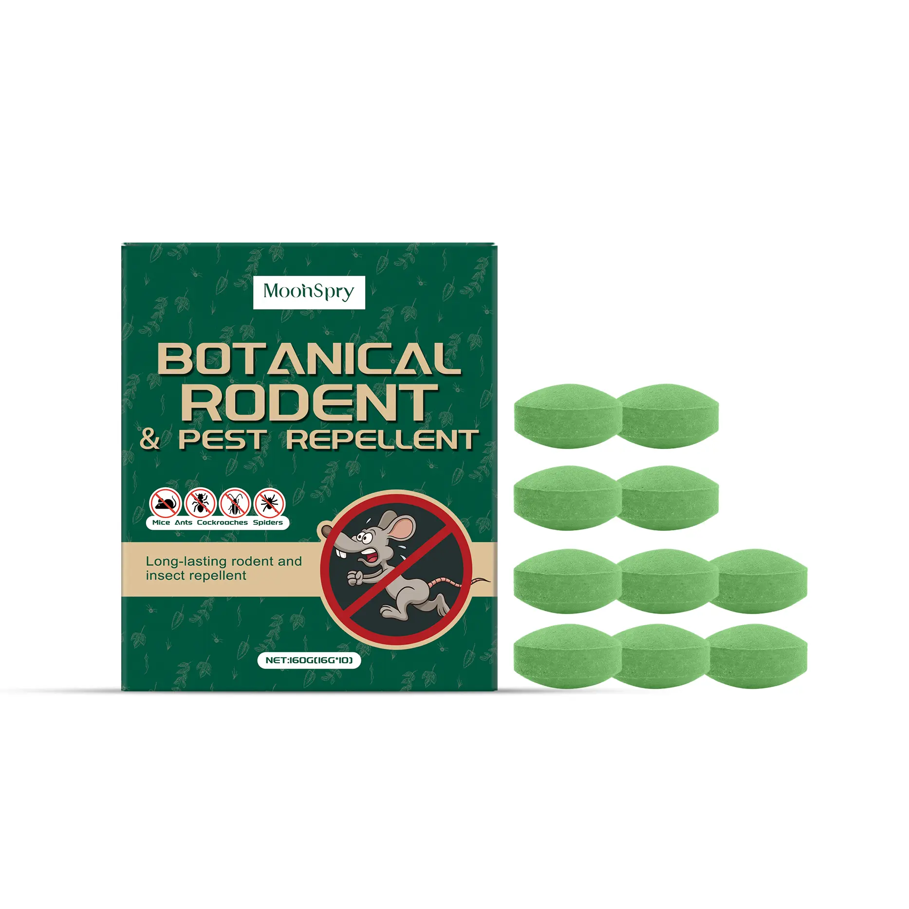 MoonSpry Camphor Blend Animal Repellent Bait Pills - Portable Rodent Control Solution, Daily Use Protection, Immediate Action Anti-Biting Accessory for Fishing Bait & Scent (Home Application)
