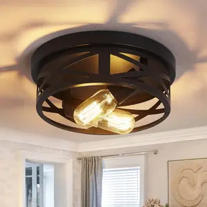 2-pack Black Flush Mount Ceiling Light Fixtures,2-Light Modern Hallway Light Fixtures Ceiling E26*2 Base, Black Light Fixture Ceiling Mount for Farmhouse,Kitchen, Bedroom