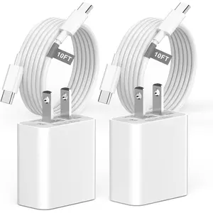 For iPhone 16Charger, 2 Pack 20W USB C Wall Charger with 10FT Long Type C Charger Fast Charging Cable for iPhone 16/15