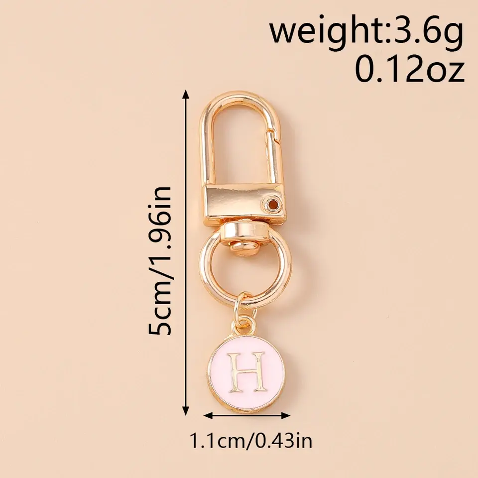 Aihua Enamel A-Z Alphabet Pendants Keyring Initials 26 Letters Keychains Handbag Ornaments DIY Girls Kids Jewelry Gifts