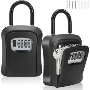 2 Pack Key Lock Box for Outside, Wall Mount Lockbox for  with Code,  Key Safe Storage Box 4 Digit Combination, Portable Resettable Door Lock Box for Realtors Retail Store Garage