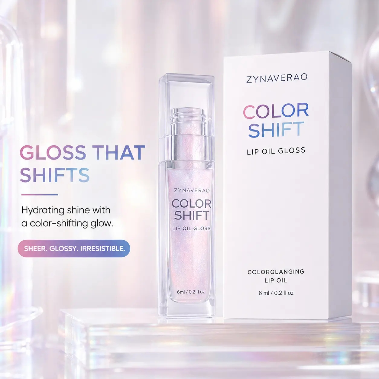 Color Changing Lip Oil Gloss and Lip Stain with Glow Reviver and Glassy High Shine Non Sticky Finish Nourishing Hydrating Moisturizing Plumping Tint for Perfect Flawless Soft Smooth Lips Long Lasting Wear in a Compact