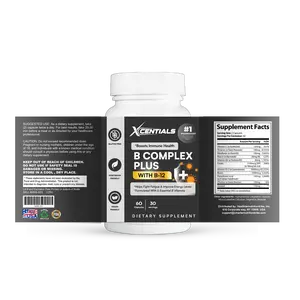 Xcentials B-12 Complex - 60 Capsules, 30 Servings, Gluten-Free, Vegan, Boosts Energy & Immune Health, Essential B Vitamins Supplement