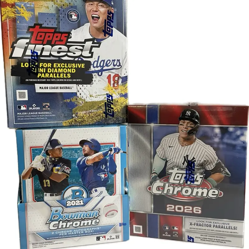 MLB#125 PYT: 2026 TOPPS FINEST MEGA (x1) 2021 BOWMAN CHROME DUAL HOBBY BOX (2+ AUTOS!) & 2026 TOPPS CHROME MEGA BOX (x1) ! PICK YOUR TEAM! ALL CARDS SHIP BYTEAM!, Baseball Cards, Collectible Trading Cards