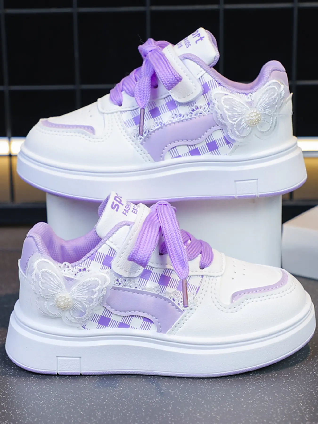 2026 New Trendy Girl Dad Shoes, Breathable Mesh Velcro Closure, Dual Laces Design, Thick Anti-Slip Soft Sole, Casual Sport Sneakers, Nonslip Trainers