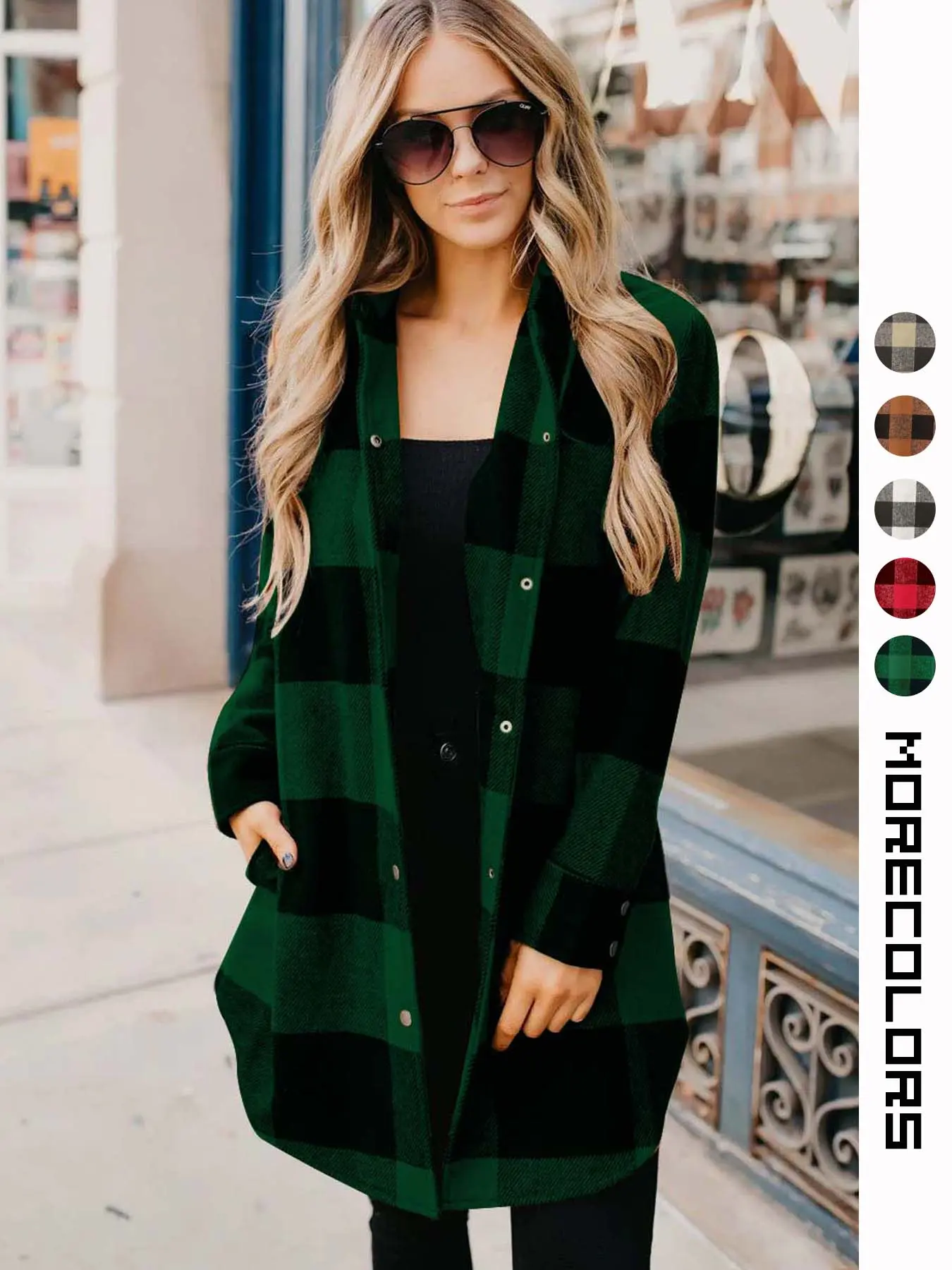 Women's 2026 Fall Long-Sleeve Plaid Fitted Stretchy Mini Shirt Dress, Casual Lounge Wear