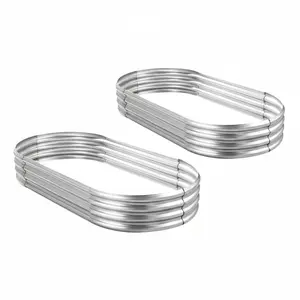 Large Galvanized Raised Garden Bed 2-Pack – Oval Metal Planter Box for Vegetables, Galvanized Steel Outdoor Planter with Safety Rubber Edge, Easy DIY Assembly Kit