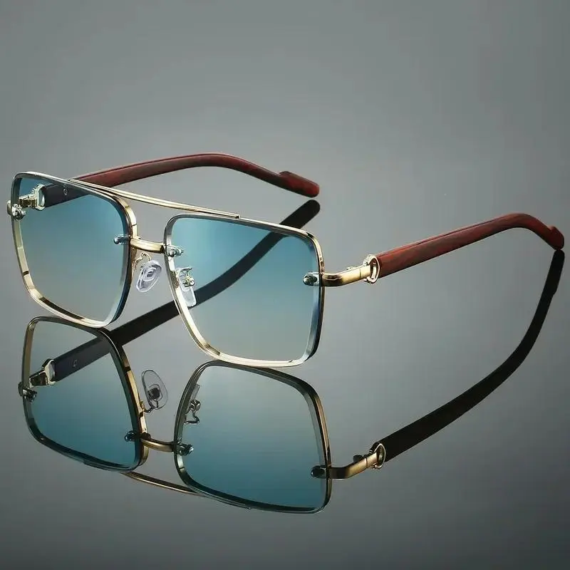 Trendy Casual Sunglasses - Men's Semi-Rimless Retro Sport Style, Oversized Polyamide Frames, Tinted Blue Light Blocking Lenses, Versatile for Outdoor Sports, Daily Use, Blue Light Glasses