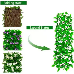 Artificial Ivy and Orchid Privacy Fence Screen, Expandable Floral Design Hedge, Outdoor Garden and Wedding Decor, Adjustable Fencing Panel, Garden Accessories
