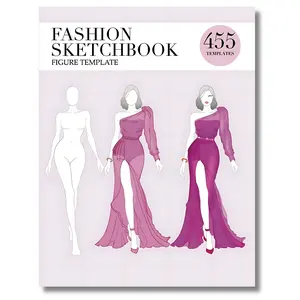 Women's Large Fashion Sketchbook - Special Edition 455 Thin-Line Figure Templates for Clothing Design, Art Creation & Travel Sketching to Boost Creativity