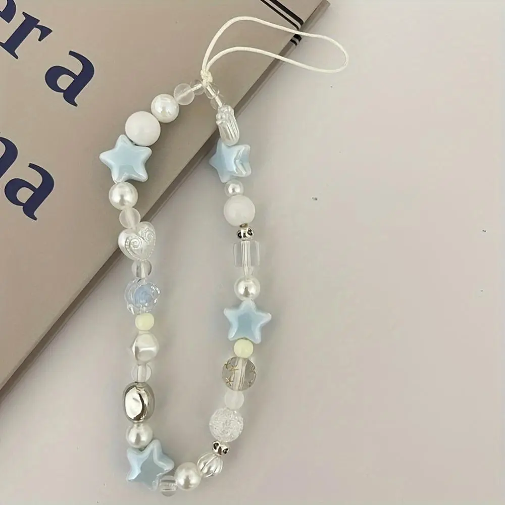 Cute Star Beaded Phone Chain, Phone Charm, Cell Phone Charms, Fashionable Phone Lanyard, Phone Wrist Strap, Phone Strap for Women & Girls, Universal Phone Accessories for iPhone & Samsung