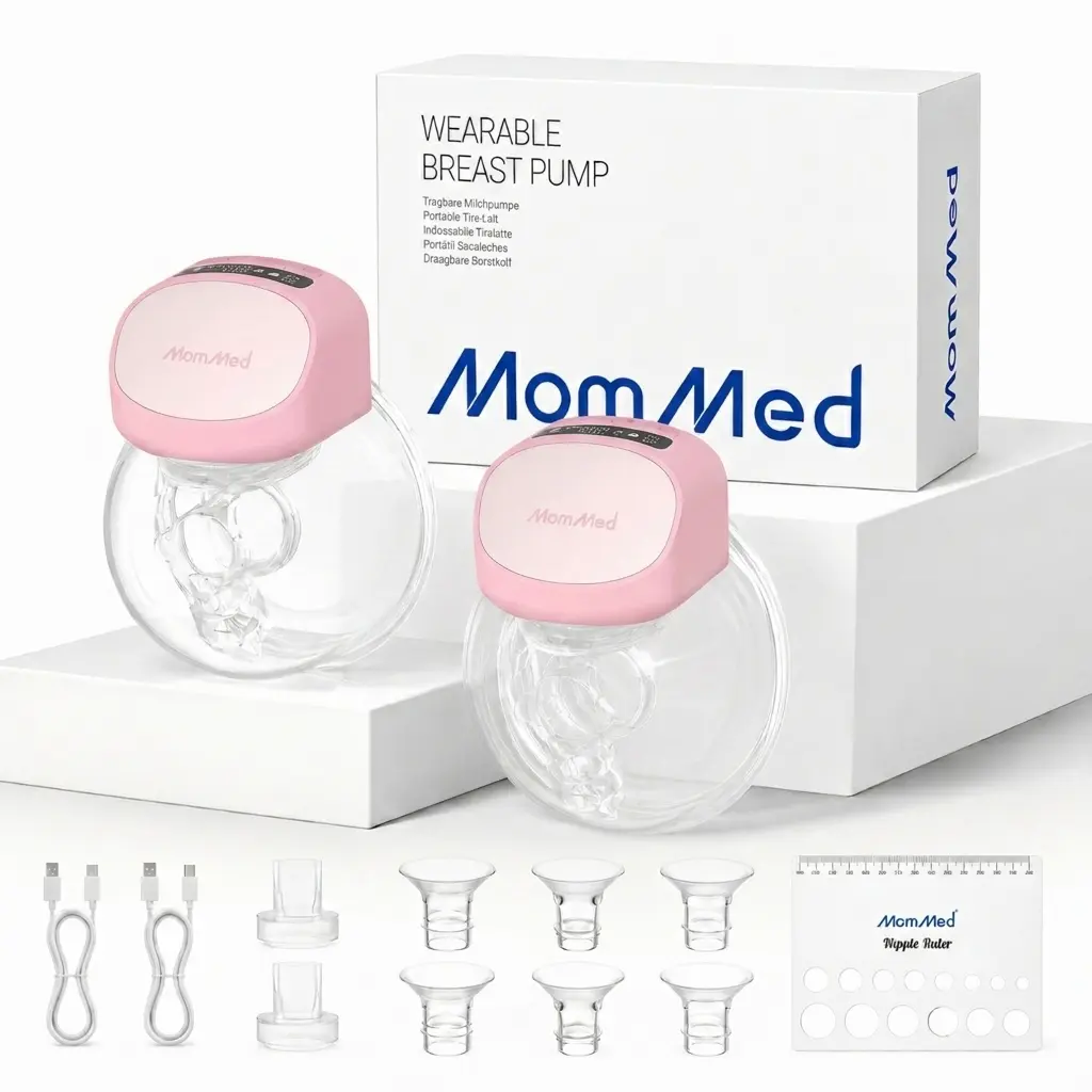 MomMed S10 Pro Double Wearable Electric Breast Pump - Hands Free Pumping, LCD Display, Rechargeable Battery, BPA-Free, Food-Grade Silicone, On the Go, Safe & Secure Comfortable Portable Breast Pump for Moms