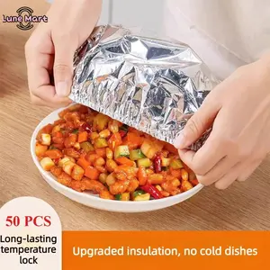 50/100PCS Disposable Aluminum Foil Heat-Retaining Covers, Kitchenware Cookware for Home Dining Tables and Food Containers, Food Freshness Preservation and Insulation