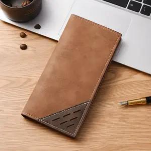 Frosted retro men's long wallet splicing contrasting color men's wallet multi-card wallet casual suit bag long wallet recto