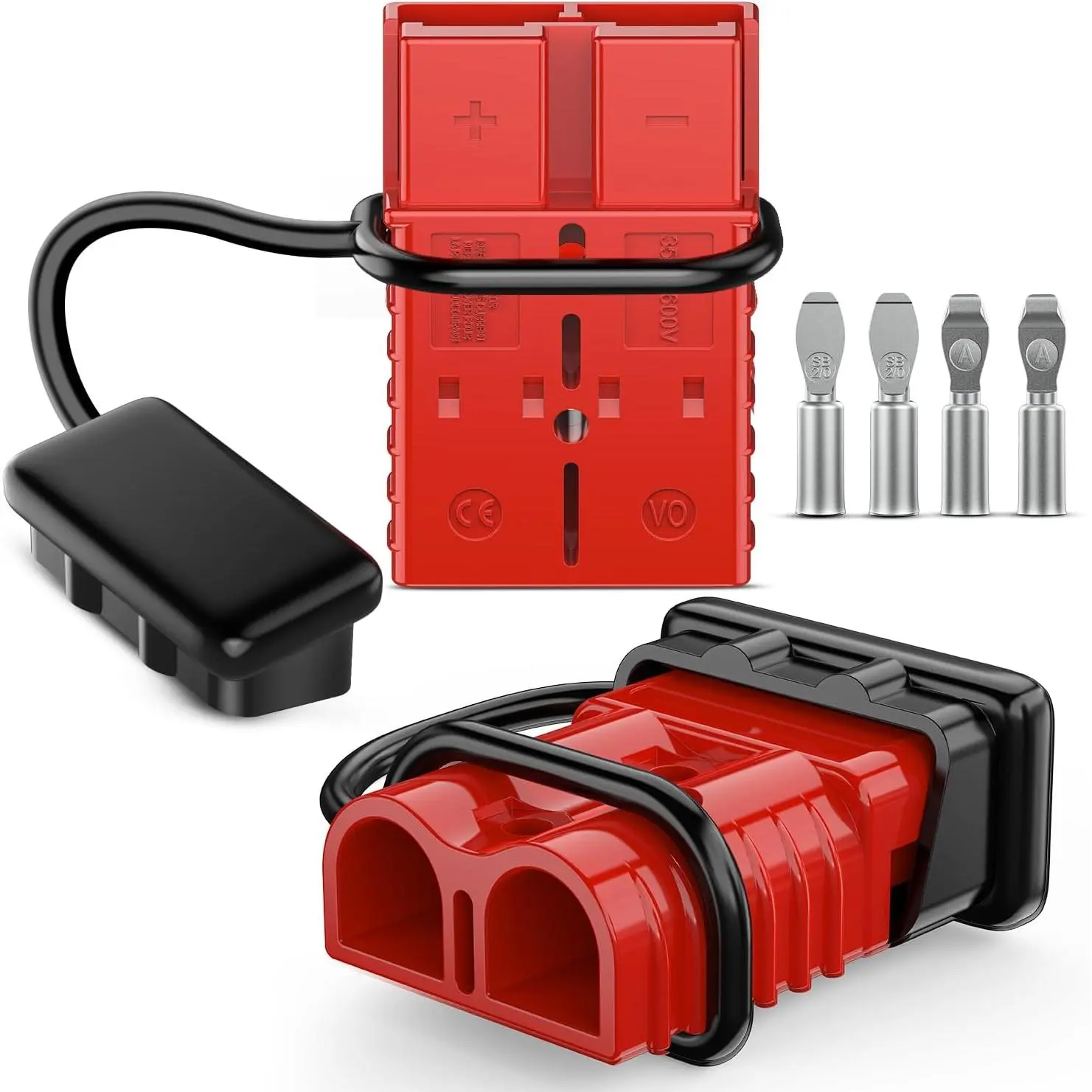 Nilight Durable Reliable Anderson Connector Kit - 350AMP, 2/0AWG, 12V-36V Battery Quick Connect/Disconnect Wiring Harness, Terminal Connectors for Car ATV Winch, 2-Pack Red, Durable Reliable Connectors