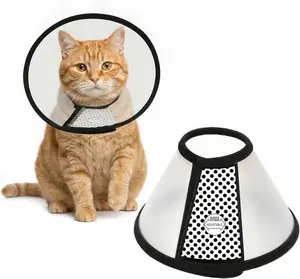 Adjustable Pet Recovery Cone E-Collar for Cats Puppy Rabbit – 8.1" Neck Girth Plastic Elizabeth Protective Collar Outdoor Dog