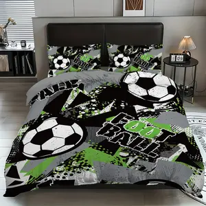 3-Piece Bedding Set with Football Print Design, Soft Comfortable Fabric, Zipper Closure, Perfect Gift for Soccer Fans