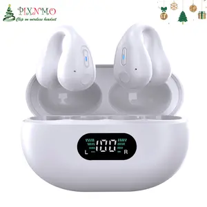NewYear PIXNMO Q7 Wireless Ear Hook Earphone with Digital Display Charging Case Bluetooth 5.3 Fitness Earbuds for Sports Running Secure HIFI Open-Ear Sound Black