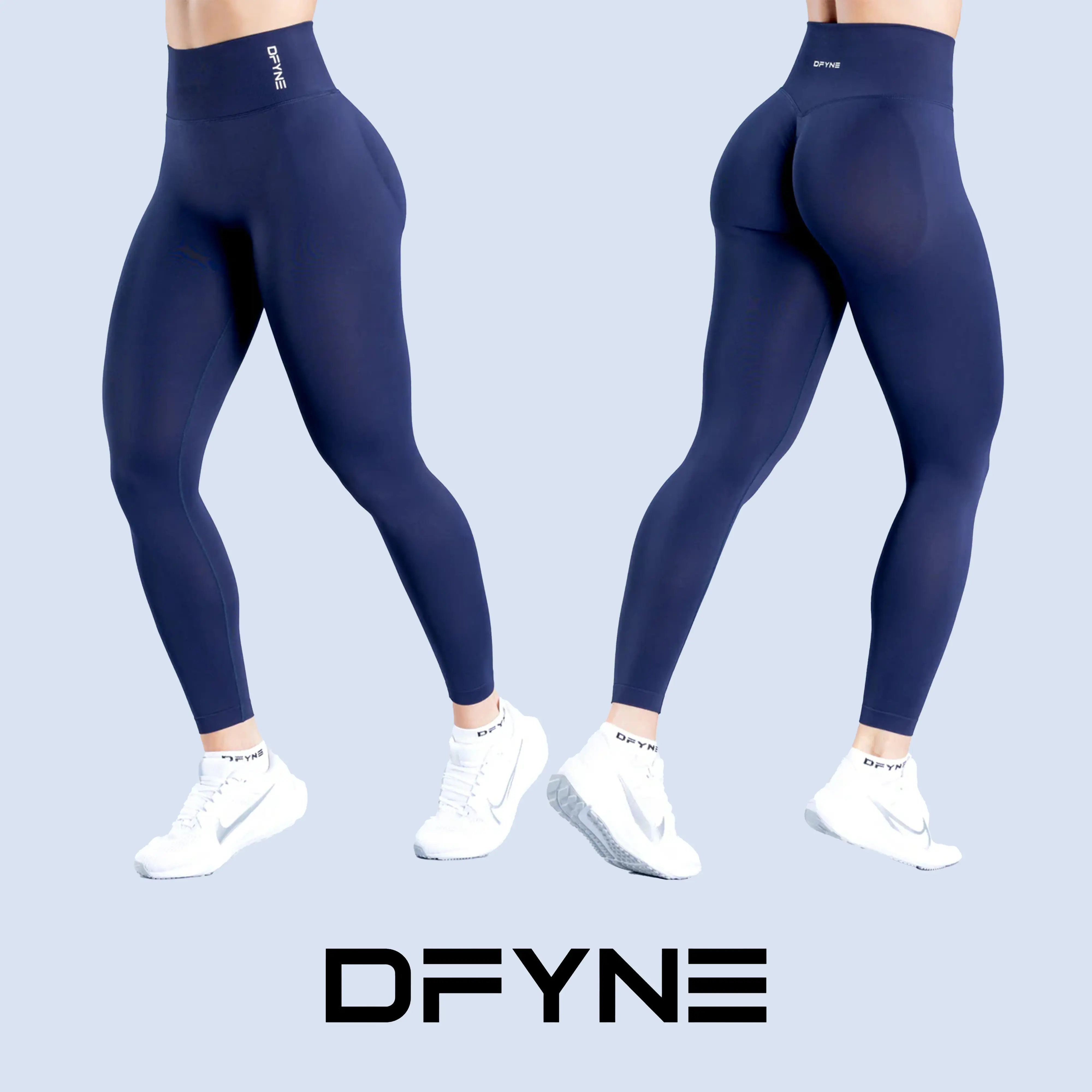 DFYNE Dynamic High Waisted Leggings - Seamless Sculpting, Ultra-Stretch, Moisture-Wicking Sportswear Bottoms for Gym, Yoga; Sporty Chic, Plain, Cold Wash Compatible, Gym Sportswear Bottoms