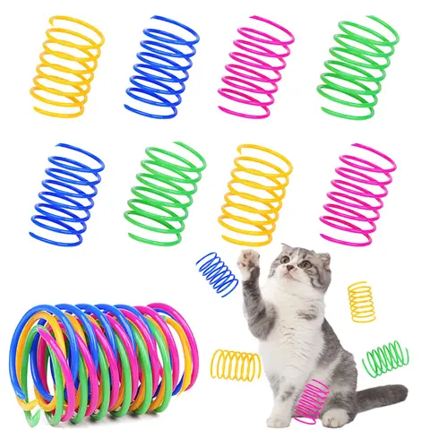 A Set of 120/80/40 Pcs Cat Spring Toys,Durable Colorful Plastic Spiral Springs,Interactive Swatting & Chasing Bouncing Toys for Indoor Cats,Kittens,Halloween Christmas Party Gifts,DIY Hand Tools Kits