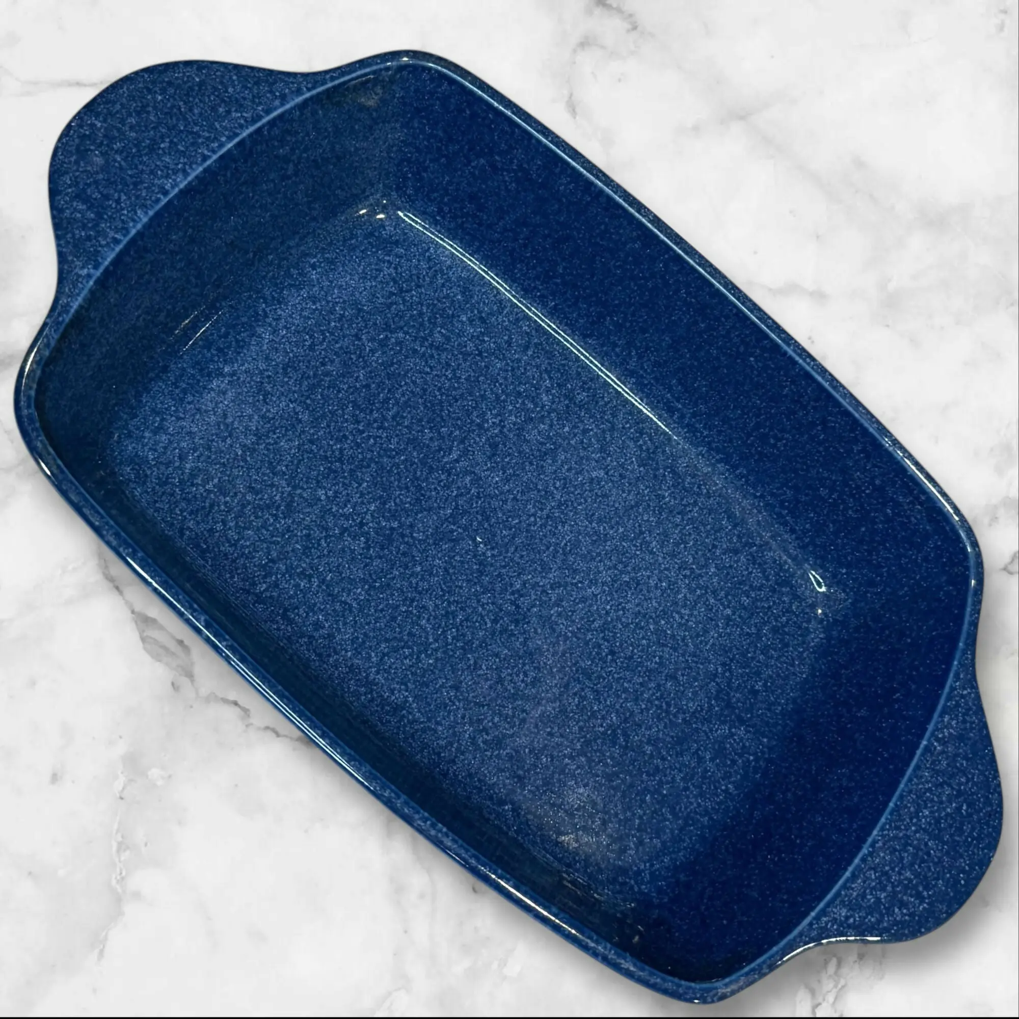 Navy Blue Rectangular Stoneware Baking Dish with Handles | 12” x 8.75” | Exc