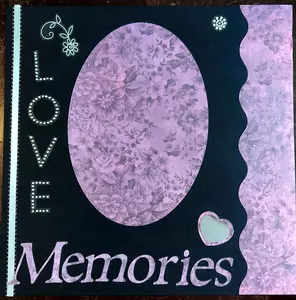 Premade Scrapbook Two Page Layout, Romantic Theme, 12x12 Scrapbook Layout Love theme in Purple and Black