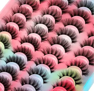 20 Pairs False Eyelashes Natural Fluffy Cat Eye Fake Eye Lashes 4 Styles Mixed Thick Wispy 5D Faux Mink Eyelashes Multipack