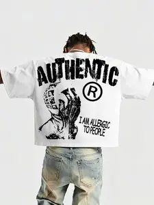 American High Street Authentic Face Mask Portrait Graphic Art Print Loose T-Shirt, Street Retro Short Sleeve T-Shirt, Fashionable and Comfortable, Streetwear Aesthetic