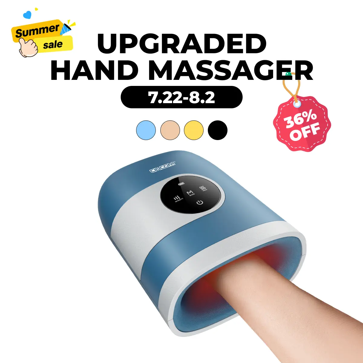 CINCOM Upgraded Hand Massager, Cordless Finger Soother with Customizable Settings, Rechargeable with Comfort Warmth, Provides Ultimate Relaxation, Wonderful Gift for Black Friday, Thanksgiving, Christmas, Birthdays & More,dorm essentials