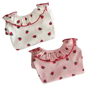 Pet Clothes Shirt for Small Dogs & Cats, Strawberry Print Design, Ideal for Spring Summer Wear, Comfortable Fit for Teddy Bichon Pomeranian