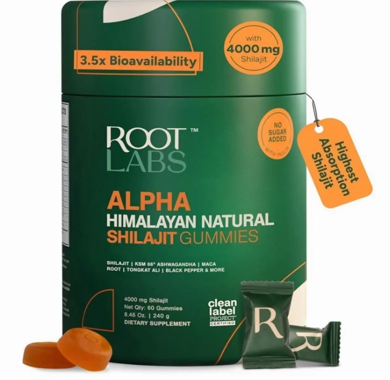 ROOT LABS 10-in-1 Alpha Shilajit Gummies | 4000 mg Pure Himalayan Shilajit with Tongkat Ali & Maca Root | Shilajit for Men & Women | ShilAbsorb Bioavailability Tech | Sugar-Free, Vegan | 60 Gummies