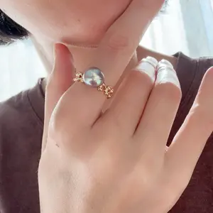 10-11mm Semi-baroque Pearl Ring, Very High Luster, Rare Freshwater Pearl, Purple Pearl Ring, Statement Ring