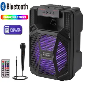Portable 8 inch Bluetooth Speaker With Microphone Remote LED Party light Rechargeable Wireless PA Speaker Bluetooth, USB, TF, FM, or AUX