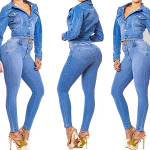 P76-38 Colombian Set en Denim Blue Color Womenswear