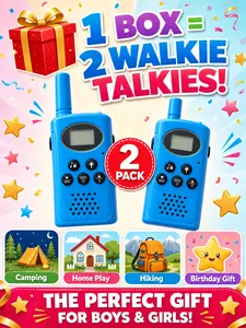 Walkie Talkies 2 Pack Set, 22 Channels 2-Way Radio Toy with Backlit LCD & Built-in Flashlight, Up to 3 Miles Range, Key Lock, Walkie Talkies for Kids Ages 3-12, Perfect Gift for Boys and Girls Audio Sound Button Sound